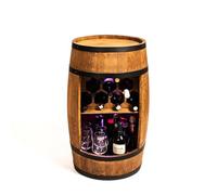 CREATIVE COOPER Casier à vin - Mini bar - Armoire à alcool avec LED - Bar à vin - Tonneau à vin - Armoire de bar - 80 cm de haut - Étagère rétro - Meuble en fût (wengé)