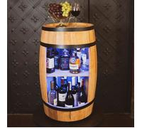 Creative Cooper Casier à Vin Tonneau En Bois Armoire Bar Meuble Rangement Bouteille Alcool Minibar Bar de jardin 80cm Chêne