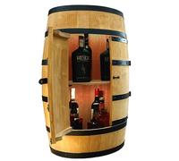 CREATIVE COOPER Casier en bois avec porte LED - Armoire à alcool - Étagère à bouteilles - baril - Meuble en bois - Porte-vin