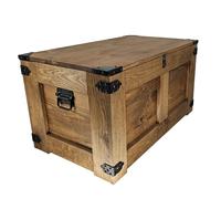 CREATIVE COOPER coffre en bois, boîte de rangement table basse rustique, coffre à jouets, 77x49x45 cm, artisanal, huile de bois eco brun