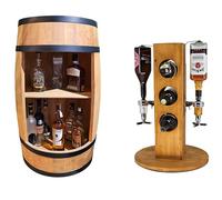 CREATIVE COOPER Ensemble d'un bar en bois tonneau à vin avec étagère et un casier à vin avec 2 becs verseurs en chêne
