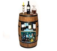 CREATIVE COOPER Étagère à vin en Bois - Mini Bar - Armoire à vin avec lumières LED - 80 cm de Haut - Étagère de Bar décorative rétro - Comptoir de Maison - Meubles en tonneau (wengé)