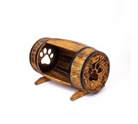 CREATIVE COOPER Niche pour chien en bois en forme de tonneau, chenil de style rustique, massif et élégant 80 x 50 cm, lit pour petits chiens