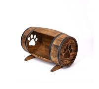 CREATIVE COOPER Niche pour chien en bois en forme de tonneau, chenil de style rustique, massif et élégant 80 x 50 cm, lit pour petits chiens