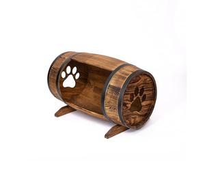 CREATIVE COOPER Niche pour chien en bois en forme de tonneau, chenil de style rustique, massif et élégant 80 x 50 cm, lit pour petits chiens