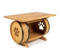 CREATIVE COOPER Niche pour Chien en Bois Massif avec Table Basse intégrée - Maison pour Petits Chiens en Forme de tonneau pour Chiot avec Table, Meuble en hêtre pour Votre Compagnon, 100 x 65 x 57 cm
