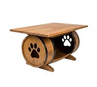 CREATIVE COOPER Niche pour Chien en Bois Massif avec Table Basse intégrée - Maison pour Petits Chiens en Forme de tonneau pour Chiot avec Table, Meuble en hêtre pour Votre Compagnon, 100 x 65 x 57 cm