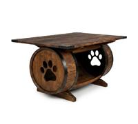 CREATIVE COOPER Niche pour Chien en pin flammé, Forme tonneau avec Tablette, idéale pour Les Petits Chiens, 100 × 60 × 56 cm, Couleur wengé.