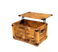 CREATIVE COOPER Table basse, boîte en bois, coffre au trésor, boîte de rangement, table de rangement, table basse, 77 x 49 x 45 cm, fabriquée à la main, chêne à l'huile de bois écologique