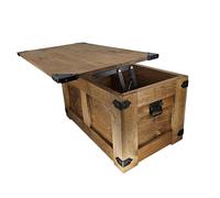 CREATIVE COOPER Table basse, boîte en bois, coffre au trésor, boîte de rangement, table de rangement, table basse, 77 x 49 x 45 cm, fabriquée à la main, huile de bois écologique, marron