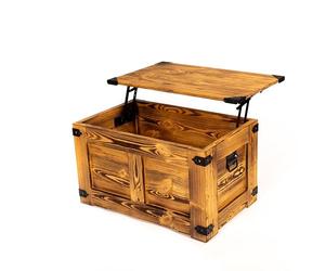 CREATIVE COOPER Table basse, boîte en bois, coffre au trésor, boîte de rangement, table de rangement, table basse, 77 x 49 x 45 cm, fabriquée à la main, chêne à l'huile de bois écologique