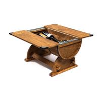 CREATIVE COOPER Table basse de style baril de vin, mini bar coulissant, table rustique en bois massif, style industriel, construction stable, porte-vin, cadeau de fête des pères, 80 x 50,5 x 47 cm