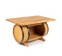 CREATIVE COOPER Table Basse en Bois Massif, Forme tonneau, 100 x 65 x 57 cm, Table d'appoint avec Rangement de 120 L, Meuble de Salon en hêtre huilé Finition chêne