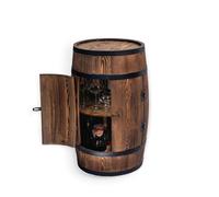 CREATIVE COOPER Table debout avec porte - Armoire à alcool - Étagère en bois - Tonneau en bois - Meuble à fût - Étagère à vin - Bar à whisky - Tonneau à vin avec porte - 80 cm (wengé brûlé par le