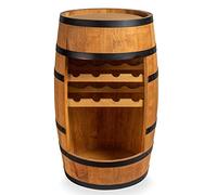 CREATIVE COOPER Table Mange-Debout - Mini étagère de Bar avec Support pour Bouteille de vin - Étagère à Bouteilles en Bois - Fût en Bois - 8 Supports pour Bouteilles - Mini Bar de 80 cm chêne
