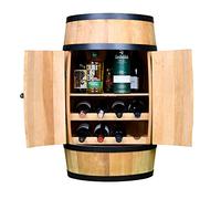CREATIVE COOPER Tonneau à vin avec porte, chaise longue et étagère - Armoire à alcool - Étagère à bouteilles - Tonneau en bois - Meuble à vin - Étagère à vin - Casier à vin - 80 cm - Chêne