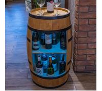Creative Cooper Tonneau en bois casier à vin Meuble Rangement Bouteille Alcool Bar de jardin 80cm Chêne Éclairage LED sept couleurs