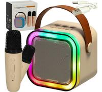Creative Corner Karaoke set 2 microphones + enceinte portable BLUETOOTH USB LED beige