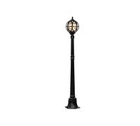 Creative Courtyard E27 Colonne Lumineuse Villa Paysage Luminaire Européen Traditionnel Méditerranéen Boule en Aluminium Lampadaire Globe en Verre Étanche Pelouse Lumière Jardin Comm Noir A5
