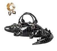 Creative Crocodile Shaped Shoulder Bag, Novelty Weird Crocodile Handbags, Fashion PU Leather Crossbody Bag for Womens