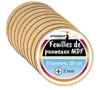 Creative Deco 10 Panneaux MDF Ronds | 200 x 200 x 3 mm | Diamètre 20 cm | Feuille Planche Bois Brut | Panneaux Bois Idéal Bricolage, Découpe Laser, Gravure