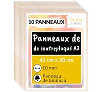 Creative Deco 10 x A3 Contreplaqué 10mm | 420 x 300 x 10mm (+/- 2mm) | Planche Bois Brut Bouleau | Panneau Feuille Découpe Laser | Bois pour Pyrogravure, Gravure, Cricut, Maquette
