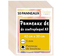 Creative Deco 10 x A3 Contreplaqué 5mm | 420 x 300 x 5mm (+/- 2mm) | Planche Bois Brut Bouleau | Panneau Feuille Découpe Laser | Bois pour Pyrogravure, Gravure, Cricut, Maquette