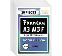 Creative Deco 10 x A3 Panneau MDF Blanc Double Face 420 x 300 x 3 mm Découpe Laser Blanc