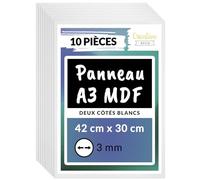 Creative Deco 10 x A3 Panneau MDF Blanc Double Face | 420 x 300 x 3 mm | Feuille Planche Bois Brut | Plaque Bois Idéal pour Bricolage, Découpe Laser, Gravure, Maquette | Panneaux Bois pour Pyrogravure