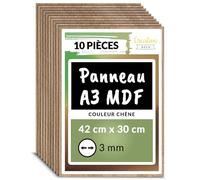 Creative Deco 10 x A3 Panneau MDF Chêne | 420 x 300 x 3 mm | Feuille Planche Bois Brut | Plaque Bois Idéal pour Bricolage, Découpe Laser, Gravure, Maquette | Panneaux Bois pour Pyrogravure