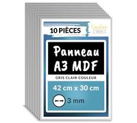 Creative Deco 10 x A3 Panneau MDF Gris | 420 x 300 x 3 mm | Feuille