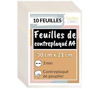 Creative Deco 10 x A4 Contreplaqué 3mm | 300 x 210 x 3mm (+/- 2mm)