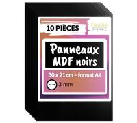 Creative Deco 10 x A4 MDF Panneau Noir | 300 x 210 x 3 mm | Feuille Planche