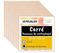Creative Deco 10 x Contreplaqué 3mm Carré | 300 x 300 x 3mm (+/- 2mm) | Planche Bois Brut Bouleau | Panneau Feuille Découpe Laser | Bois pour Pyrogravure, Gravure, Cricut, Maquette