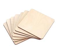 Creative Deco 10 x Dessous de Verre en Bois Carré | 10 x 10 cm | Découpes Contreplaqués | Plain, Non-Peint et Non-Fini | Parfait pour Gobelet, Tasse a Café, Chocolat Chaud