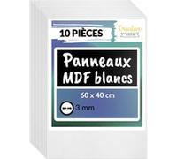 Creative Deco 10 x Panneau MDF Blanc 600 x 400 x 3 mm Découpe Laser Gravure Pyrogravure Blanc G