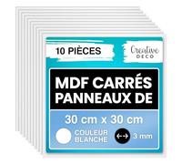 Creative Deco 10 x Panneau MDF Carré Blanc | 300 x 300 mm | Feuille Planche Bois Brut | Plaque Bois Idéal Bricolage, Découpe Laser, Gravure | Panneaux pour Pyrogravure, Linogravure