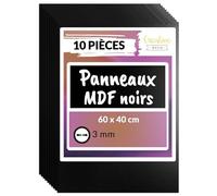 Creative Deco 10 x Panneau MDF Noir | 600 x 400 x 3 mm