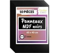 Creative Deco 10 x Panneau MDF Noir 600 x 400 x 3 mm Découpe Laser Gravure Pyrogravure Noir