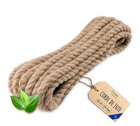 Creative Deco 10m Corde de Jute Epaisseur 14mm | Personnalisation Possible Tous Les 5m | Corde Solide et Durable | Torsadé en Fibres Naturelles | Bricolage, Balustrade, Jardin et Maison