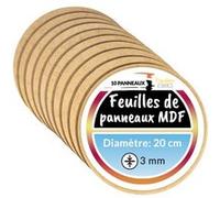 Creative Deco 10x Panneau MDF Rond 200 x 200 x 3 mm Diamètre 20cm Plaque Découpe Laser Marron G