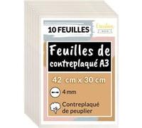 Creative Deco 10xA3 Contreplaqué 420x300x4mm Bois Brut Peuplier Découpe Laser Gravure Beige G