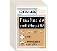 Creative Deco 10xA3 Contreplaqué 420x300x5mm Bois Brut Peuplier Découpe Laser Gravure Beige G