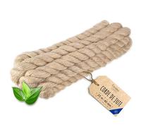 Creative Deco 25m Corde de Jute Epaisseur 40mm | Personnalisation | Possible Tous les 5m | Corde Solide et Durable | Torsadé en Fibres Naturelles | Bricolage, Balustrade, Jardin et Maison