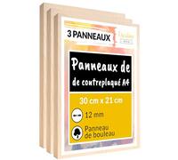 Creative Deco 3 x A4 Contreplaqué 12mm | 300 x 210 x 12mm (+/- 2mm) | Planche Bois Brut Bouleau | Panneau Feuille Découpe Laser | Bois pour Pyrogravure, Gravure, Cricut, Maquette