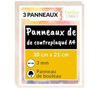 Creative Deco 3 x A4 Contreplaqué 3mm | 300 x 210 x 3mm (+/- 2mm)