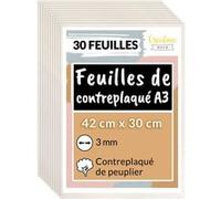 Creative Deco 30xA3 Contreplaqué 420x300x3mm Bois Brut Peuplier Découpe Laser Gravure Beige G