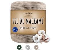 Creative Deco 3mm x 200m Corde Macramé Beige Foncé