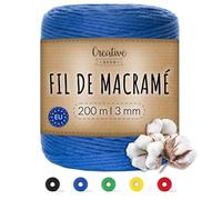 Creative Deco 3mm x 200m Corde Macramé Bleu | Fil de Coton et Polyester