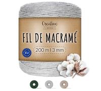 Creative Deco 3mm x 200m Corde Macramé Gris Clair